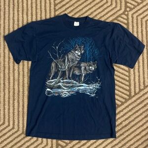 Vintage Cotton Grove Designs 1990 navy blue winter wolves graphic T-shirt